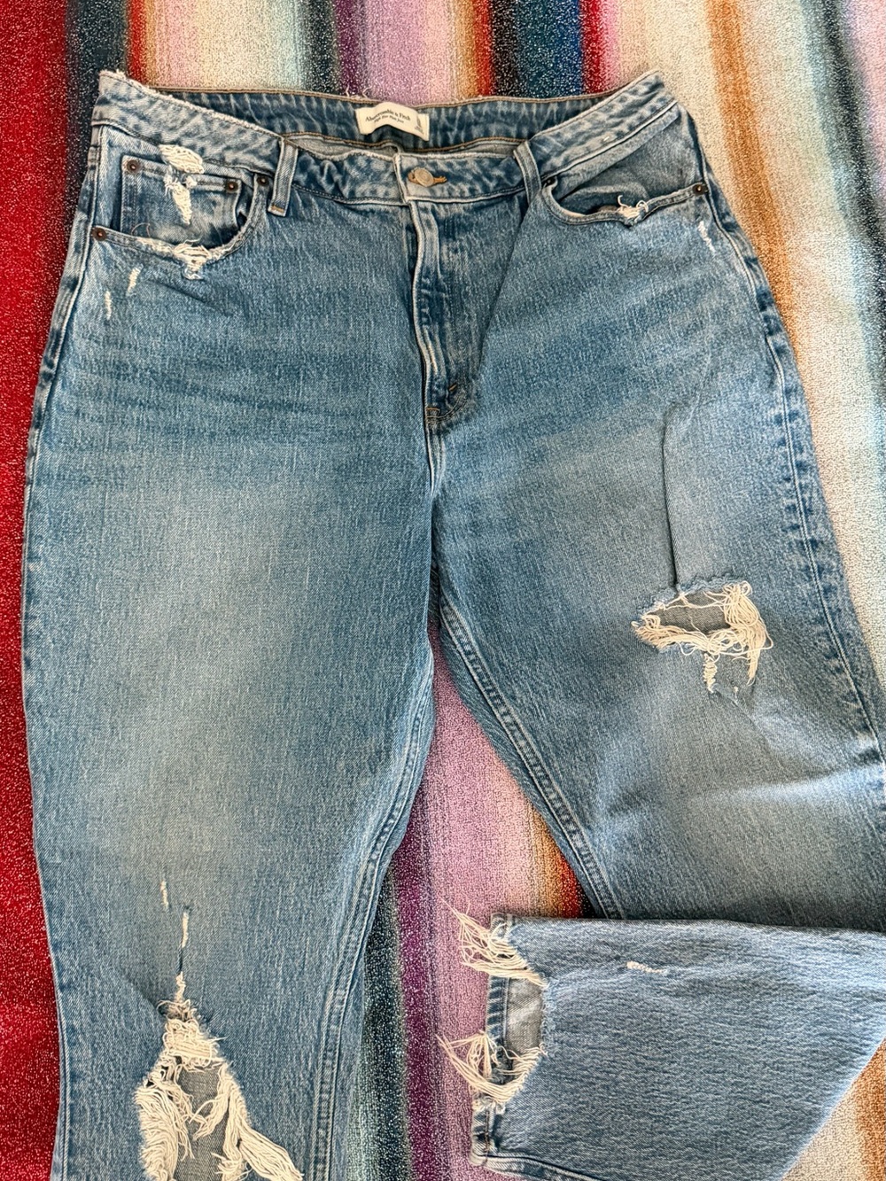 Abercrombie & Fitch Distressed High-Rise Mom Jean